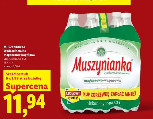 Woda mineralna magnezowo-wapniowa niskonasycona CO2 promocja w Lidl