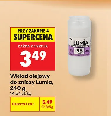 Wkład olejowy do zniczy Lumia promocja w Biedronka