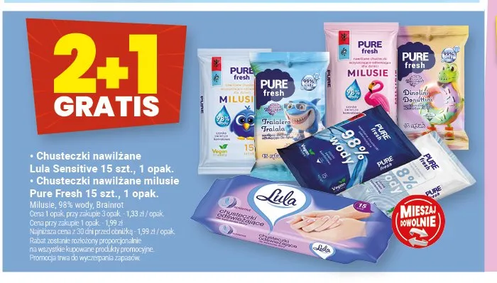 Chusteczki nawilżane milusie Pure Fresh promocja w Twój Market