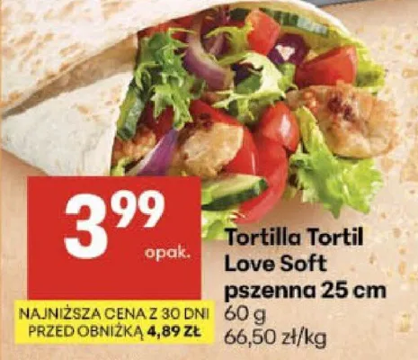 Tortilla Tortil Love Soft pszenna 25 cm promocja w Delikatesy Centrum