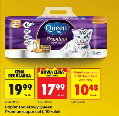 Papier toaletowy Premium super soft, 10 rolek promocja w Biedronka