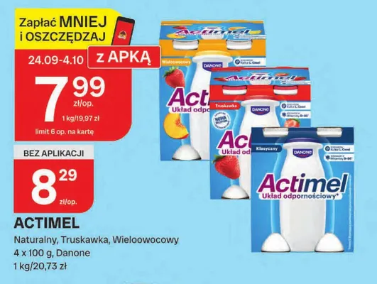 Napój jogurtowy Actimel wieloowocowy 4-pak promocja w Chorten