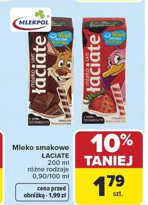 Mleko smakowe Łaciate Mlekpol promocja w Carrefour Market