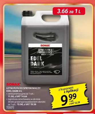 Letni płyn do spryskiwaczy Edel Dark Sonax promocja w Selgros