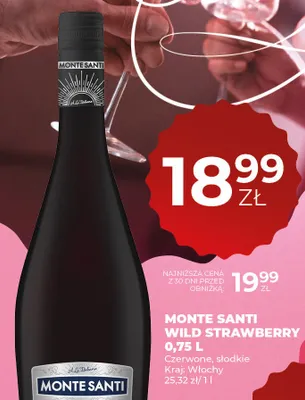 Wino MONTE SANTI Wild Strawberry czerwone słodkie 0,75 L promocja w Duży Ben