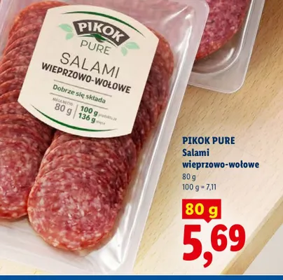 Salami wieprzowo-wołowe Pikok Pure promocja w Lidl