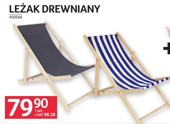 Leżak drewniany 450566 promocja w Selgros