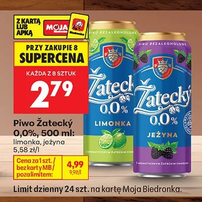 Piwo bezalkoholowe Žatecký jeżyna promocja w Biedronka