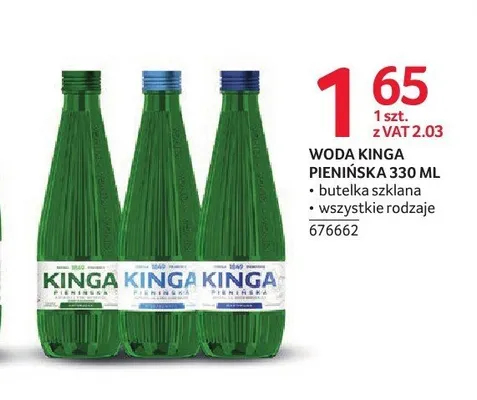 Woda mineralna niegazowana Kinga Pienińska promocja w Selgros