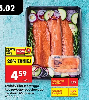 Świeży filet z pstrąga tęczowego łososiowego ze skórą promocja w Biedronka