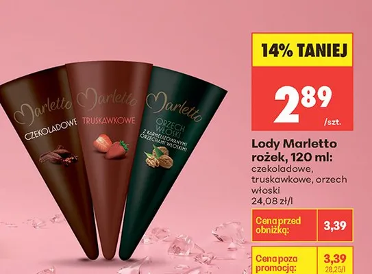 Lody Marletto rożek czekoladowe promocja w Biedronka