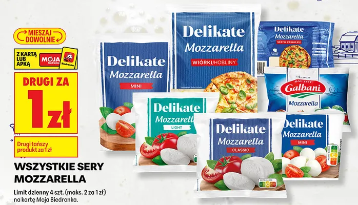Ser mozzarella light Delikate promocja w Biedronka