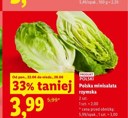Minisałata rzymska polska 2-pak promocja w Lidl