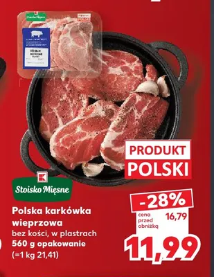 Polska karkówka wieprzowa bez kości w plastrach Stoisko Mięsne promocja w Kaufland