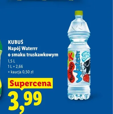 Napój Kubuś Waterrr o smaku truskawkowym promocja w Lidl