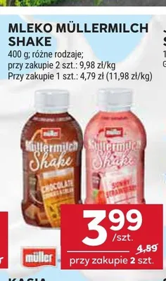 Napój mleczny Müllermilch Shake Sunny Strawberry promocja w Stokrotka