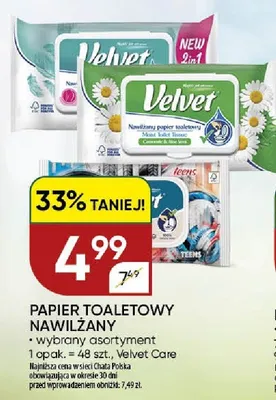 Papier toaletowy nawilżany Velvet Care promocja w Chata Polska