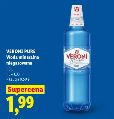 Woda mineralna niegazowana Veroni Pure promocja w Lidl