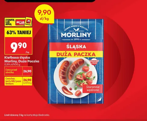 Kiełbasa śląska Morliny Duża Paczka promocja w Biedronka