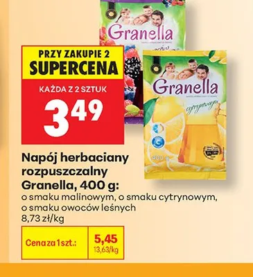 Napój herbaciany rozpuszczalny Granella o smaku malinowym promocja w Biedronka