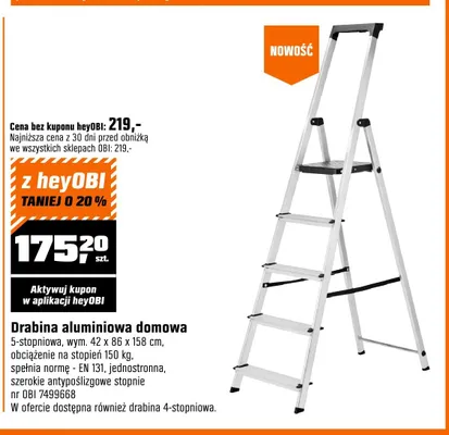 Drabina aluminiowa domowa promocja w OBI