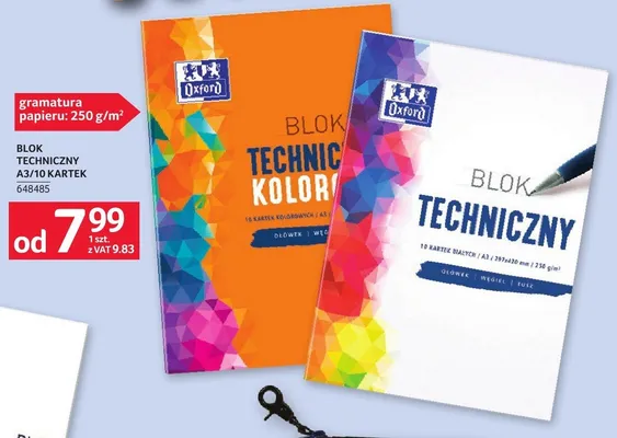 Blok techniczny kolorowy Oxford A3 10 kartek promocja w Selgros