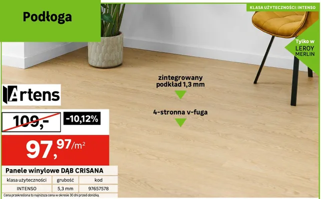 Panele winylowe DĄB CRISANA promocja w Leroy Merlin