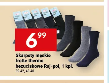 Skarpety męskie frotte thermo bezuciskowe Raj-Pol promocja w Twój Market