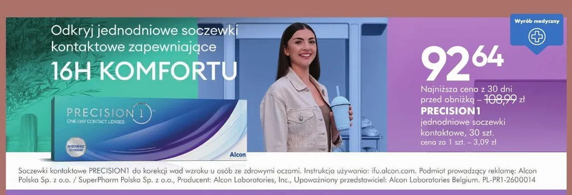 Soczewki kontaktowe jednodniowe PRECISION1 promocja w Super-Pharm