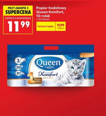 Papier toaletowy Queen Komfort 10-pak promocja w Biedronka