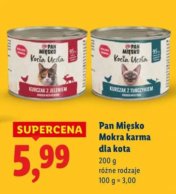Karma mokra dla kota różne rodzaje promocja w Lidl