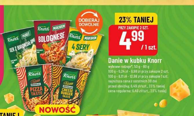 Danie w kubku Noodles Pizza Taste Knorr Fusion promocja w POLOmarket