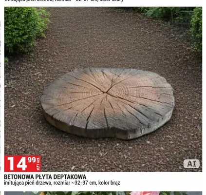 Betonowa płyta deptakowa imitująca pień drzewa brąz promocja w Merkury Market