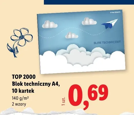 Blok techniczny A4 TOP 2000 10 kartek promocja w Lidl