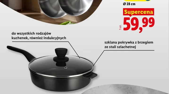 Patelnia ze stali szlachetnej Ø 28 cm promocja w Lidl