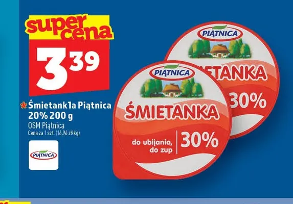 Śmietanka Piątnica 30% promocja w TOPAZ