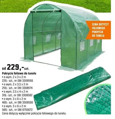 Pokrycie foliowe do tunelu 2x3x2m promocja w OBI