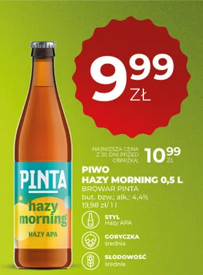 Piwo Pinta Hazy Morning promocja w Duży Ben