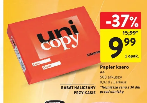 Papier ksero Uni Copy A4 promocja w Intermarche
