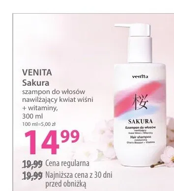 Szampon do włosów Venita Sakura nawilżający kwiat wiśni + witaminy promocja w Hebe