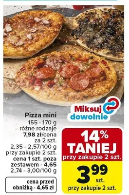 Pizza mini 155-170g różne rodzaje promocja w Carrefour
