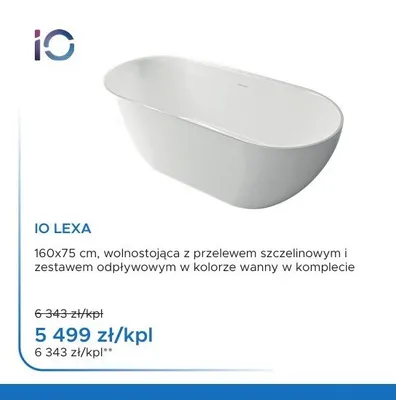 Wanna wolnostojąca IO Lexa promocja w Blu Salony Łazienek