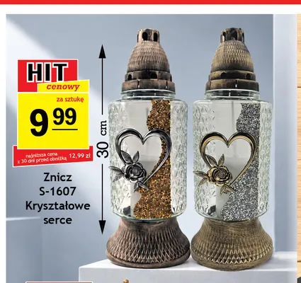 Znicz S-1607 Kryształowe serce 30 cm promocja w Gram Market