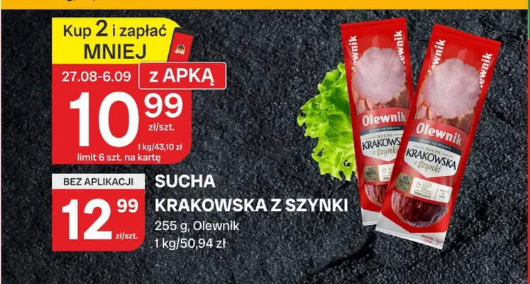 Kiełbasa sucha krakowska z szynki Olewnik promocja w Chorten