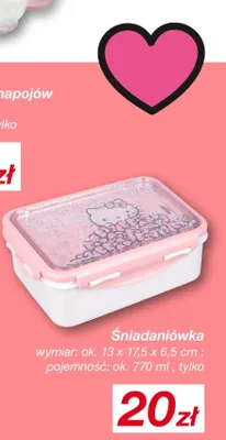 Śniadaniówka Hello Kitty wymiar ok. 13 x 17,5 x 6,5 cm; pojemność ok. 770 ml promocja w KiK