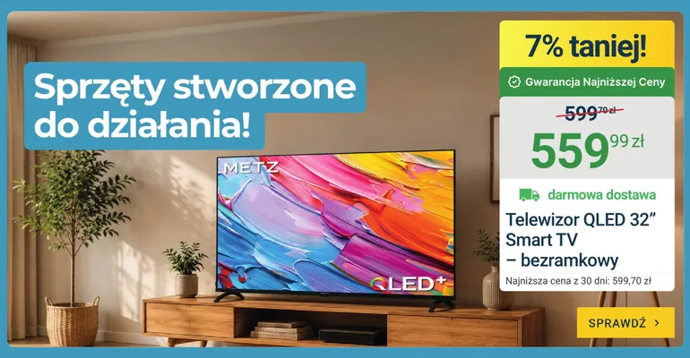 Telewizor QLED 32" Smart TV Metz bezramkowy promocja w ERLI