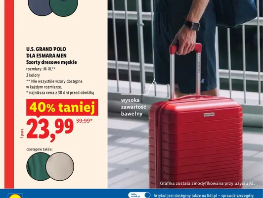 Szorty dresowe męskie U.S. Grand Polo dla Esmara Men promocja w Lidl