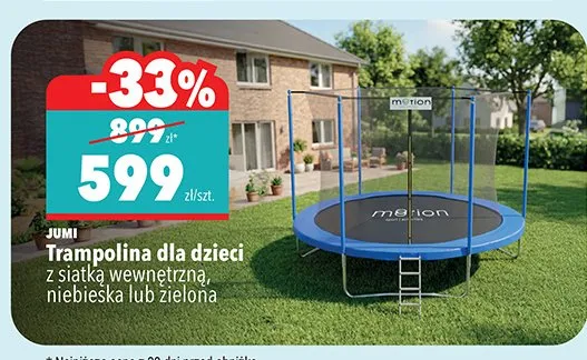 Trampolina dla dzieci JUMI z siatką wewnętrzną niebieska promocja w Biedronka