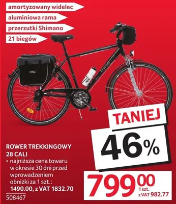 Rower trekkingowy 28 cali aluminiowa rama przerzutki Shimano 21 biegów promocja w Selgros