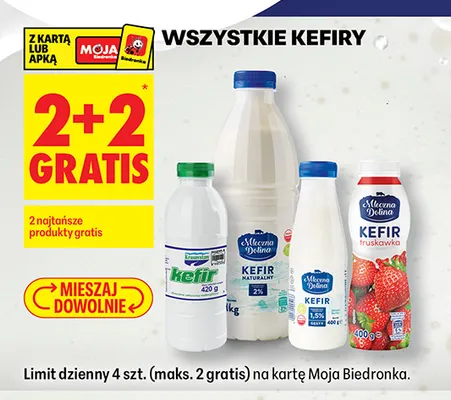 Kefir truskawkowy Mleczna Dolina promocja w Biedronka